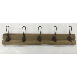 Lulind Rustic Wall Coat Rack With 5 Hooks And 1 Key Holder 66cm-15cm SU75